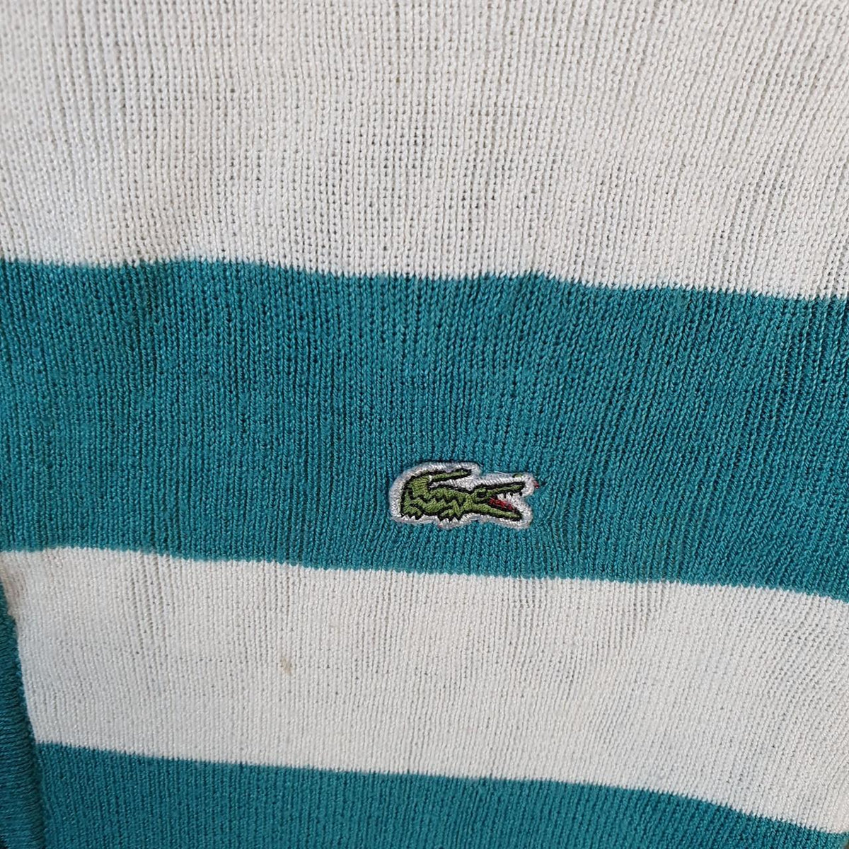Vintage Lacoste Full Zip Knit Sweatshirt Womens XS Blue Logo Y2K Jumper Logo