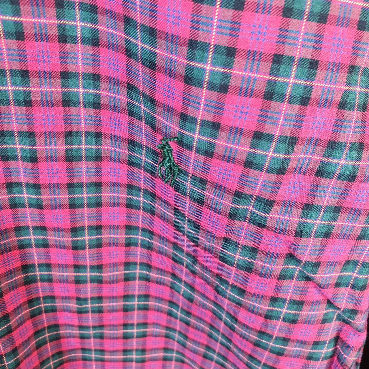 Vintage Ralph Lauren Button Down Shirt Men’s Small Burgundy Checkered Cotton Pony