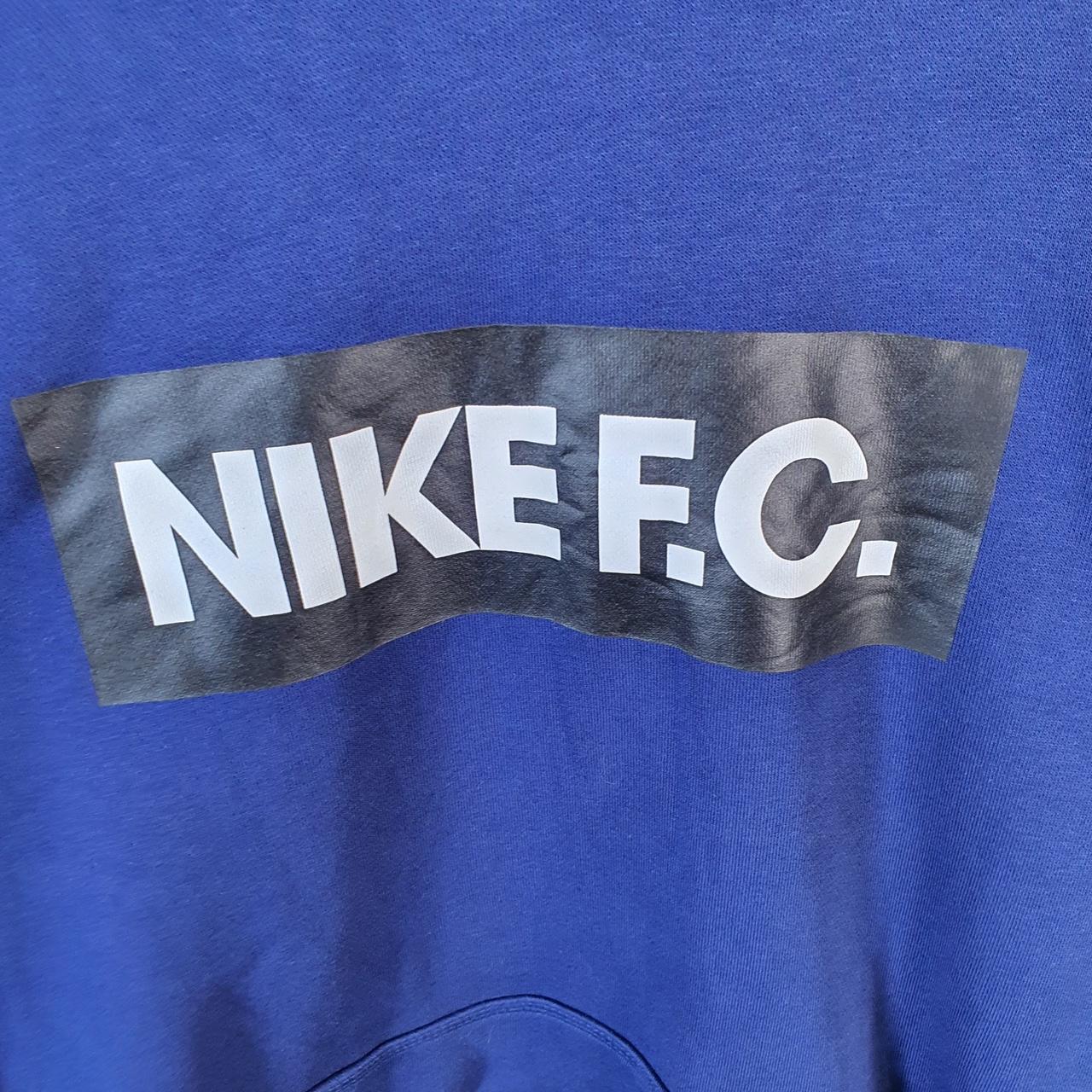 Vintage Nike FC Football Hoodie Men’s Small Blue Swoosh Y2K Pullover Sweatshirt Logo