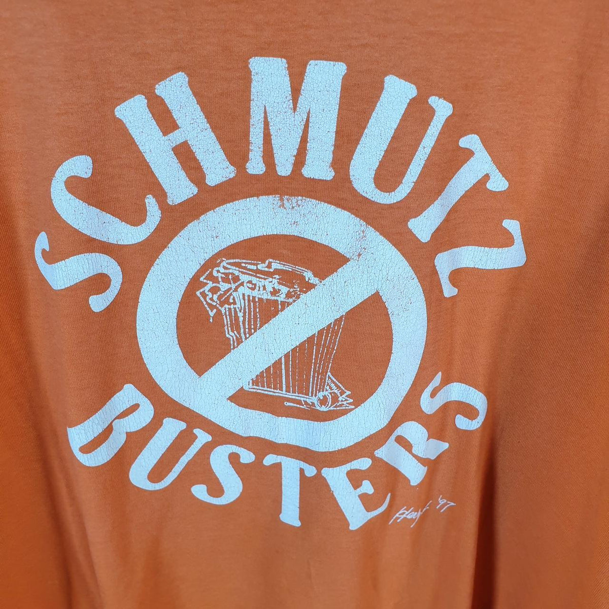 Vintage Fruit of the Loom Dream Schmutz Busters 1997 Single Stitch T Shirt Men’s Large Orange