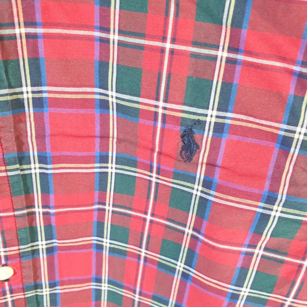 Vintage Ralph Lauren Button Down Shirt Womens XL Red Checkered Cotton Pony