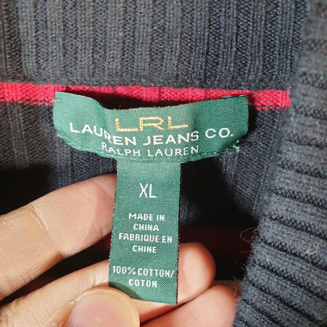 Vintage Ralph Lauren Polo Knit Sweater Womens XL Red Striped 1/4 Button Cotton Pullover