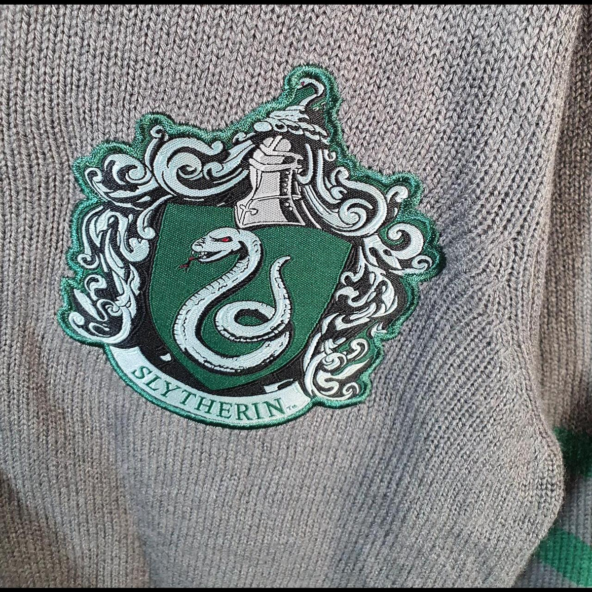 Vintage Harry Potter Knit Cardigan Sweater Mens Small Grey Embroidered Logo