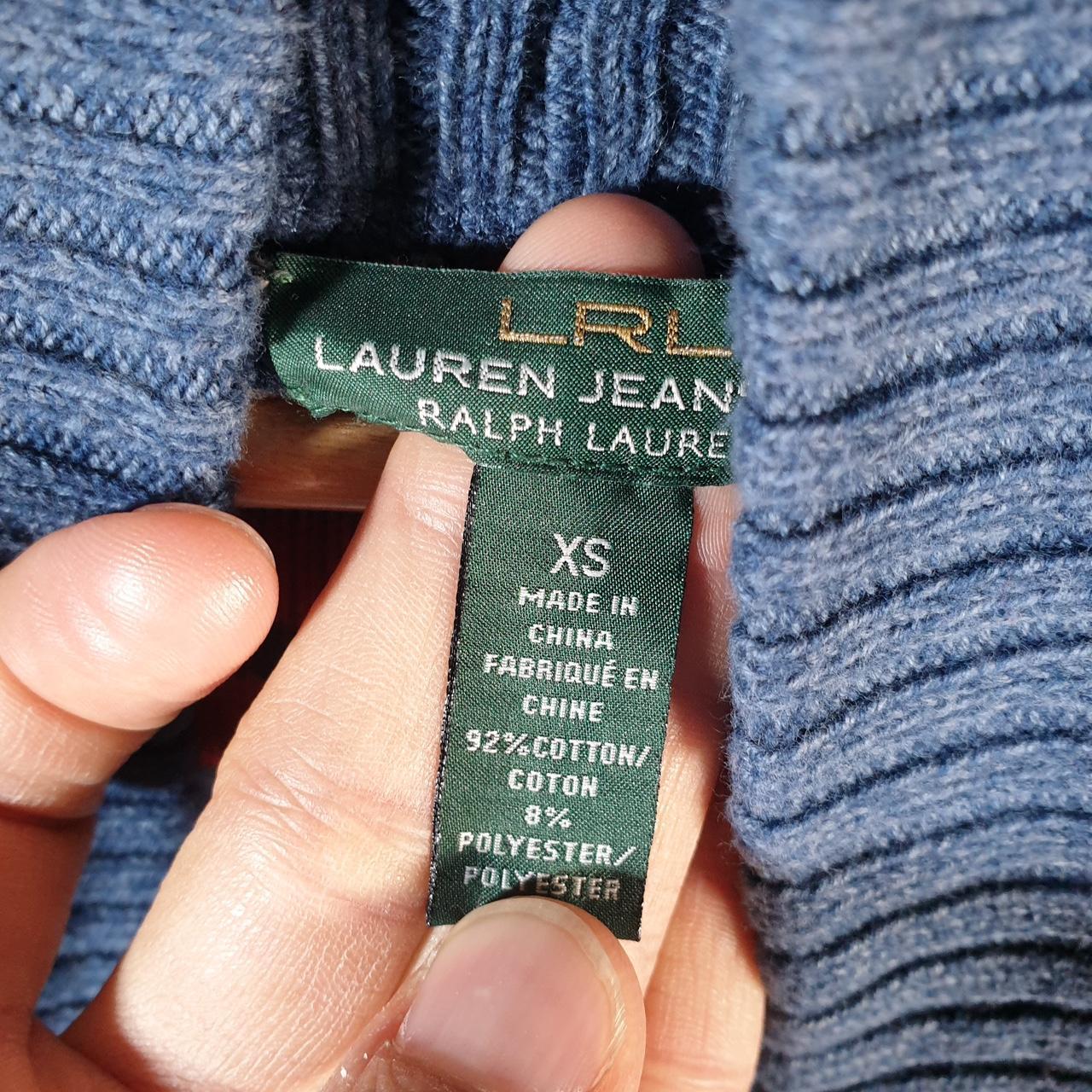 Vintage Ralph Lauren Polo Knit Sweater Cardigan Womens XS Blue Striped Cotton Pullover