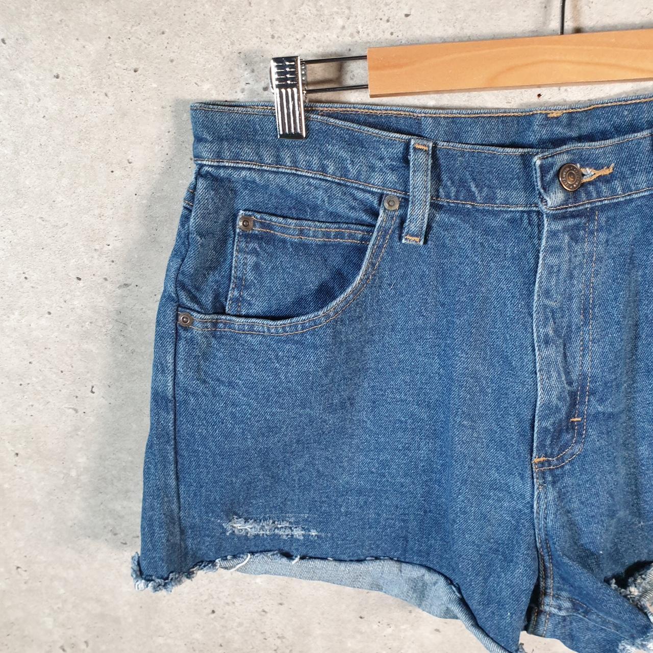 Vintage Wrangler Cut Short Baggy Shorts Jorts Cargo Womens W33 Blue Relaxed Denim