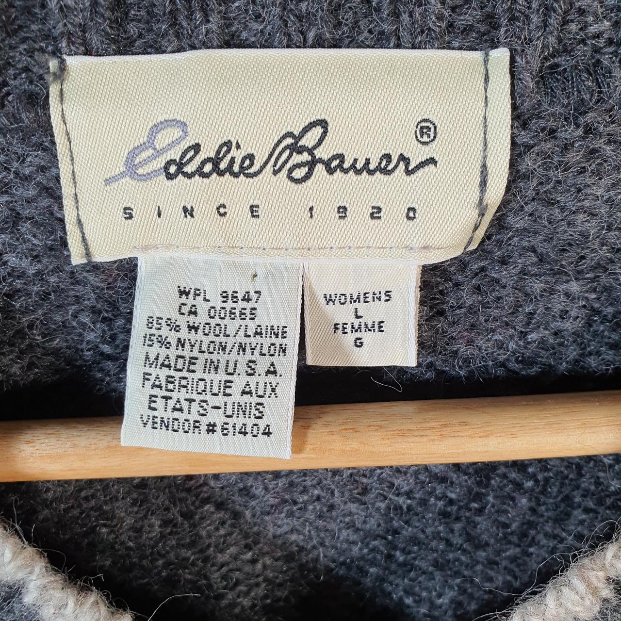 Vintage Eddie Bauer Knit Sweater Womens Large Grey Y2K Pullover Wool