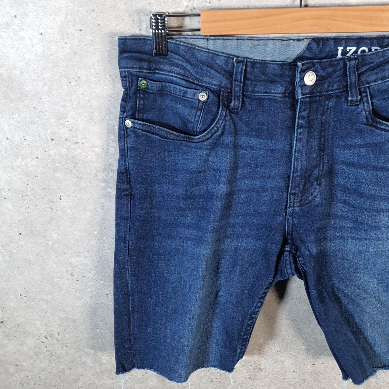 Vintage Izod Baggy Shorts Jorts Cargo Mens W32 Blue Denim Skinny Fit Cargo