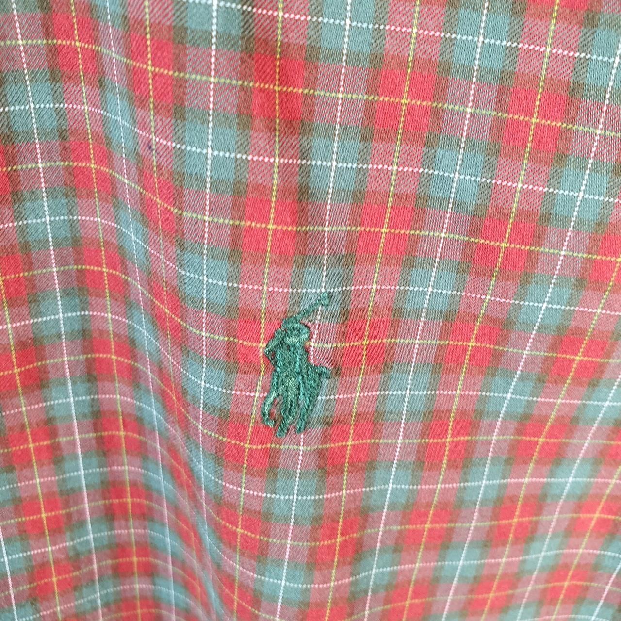 Vintage Ralph Lauren Button Down Shirt Men’s Medium Red Checkered Classic Pony Casual C8454