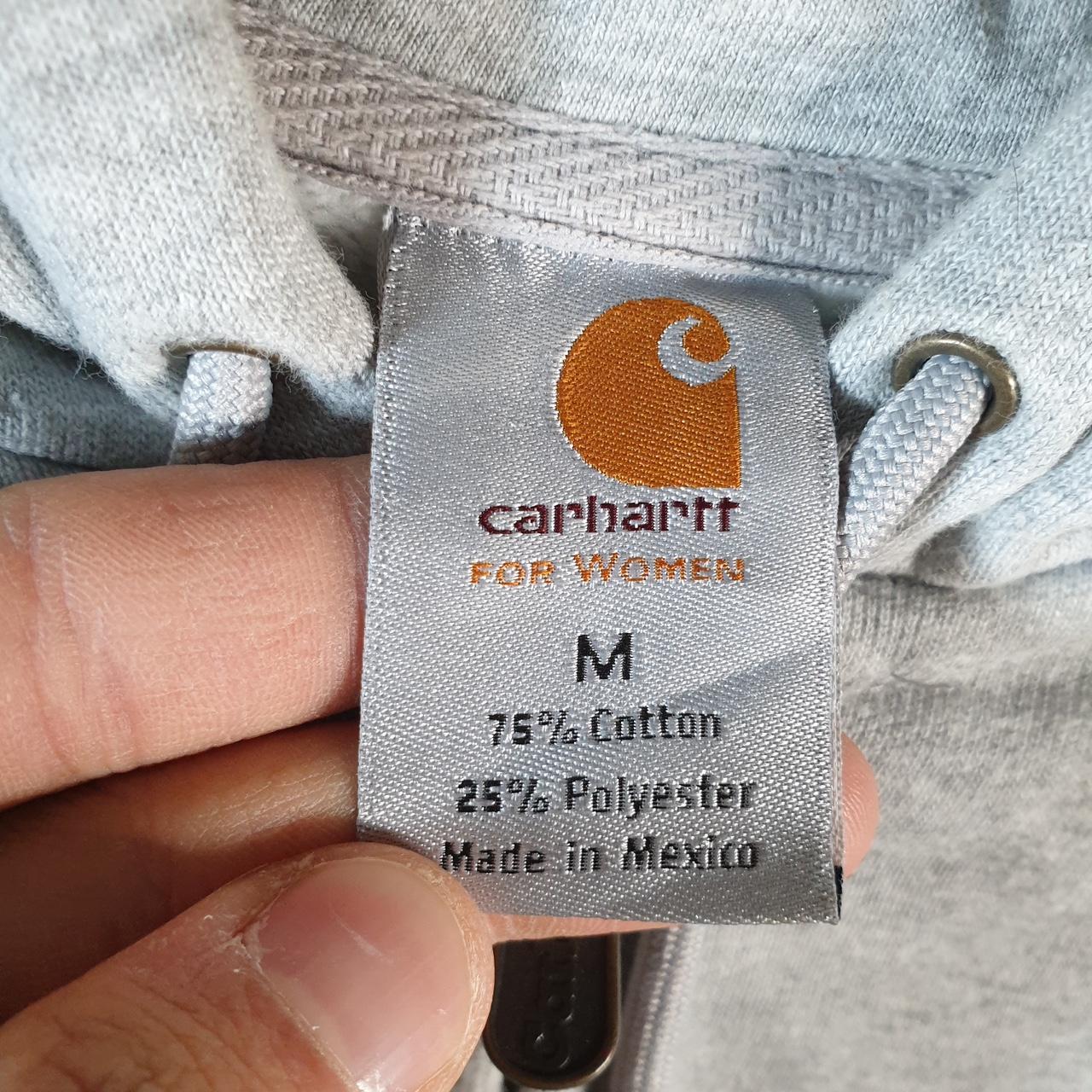 Vintage Carhartt Hoodie Womens Medium Grey Full Zip Blank Sweatshirt USA Relaxed Fit