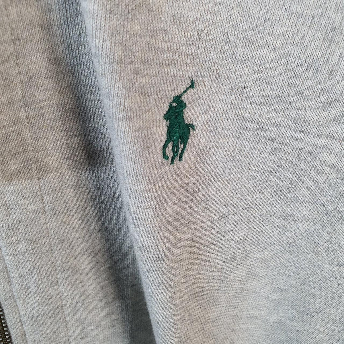 Vintage Ralph Lauren Polo Heavyweight Hoodie Men’s Large Grey Cotton Full Zip Pony