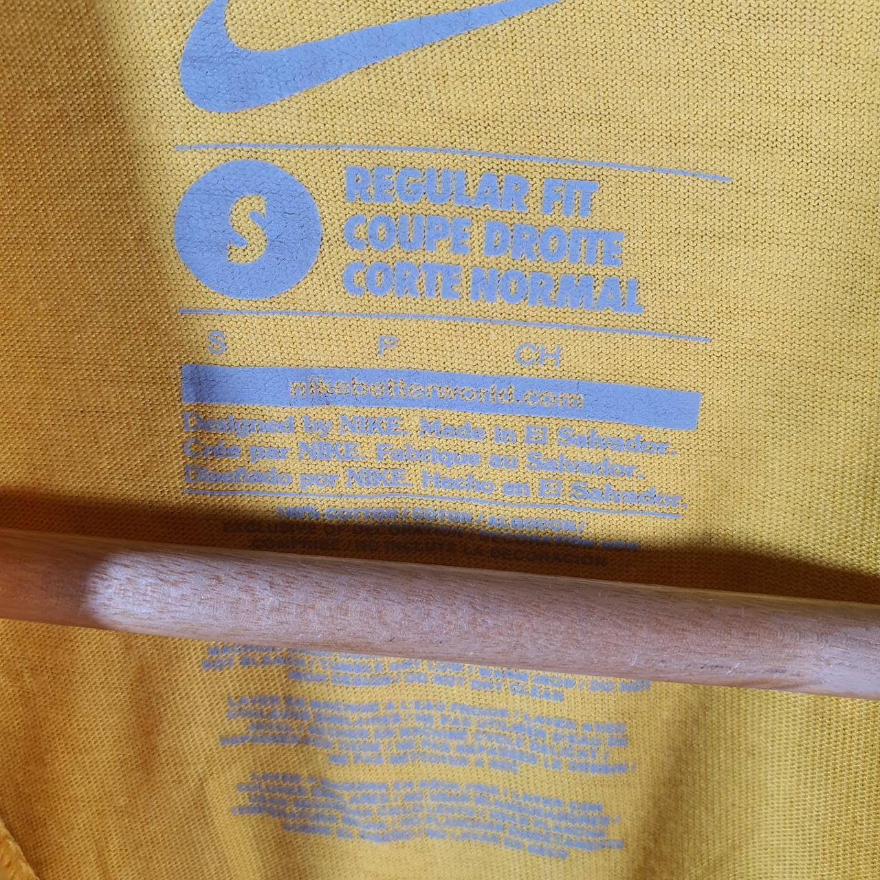Vintage Nike Club T Shirt Men’s Small Yellow Printed Single Swoosh Logo Athletic Big Fish Vintage