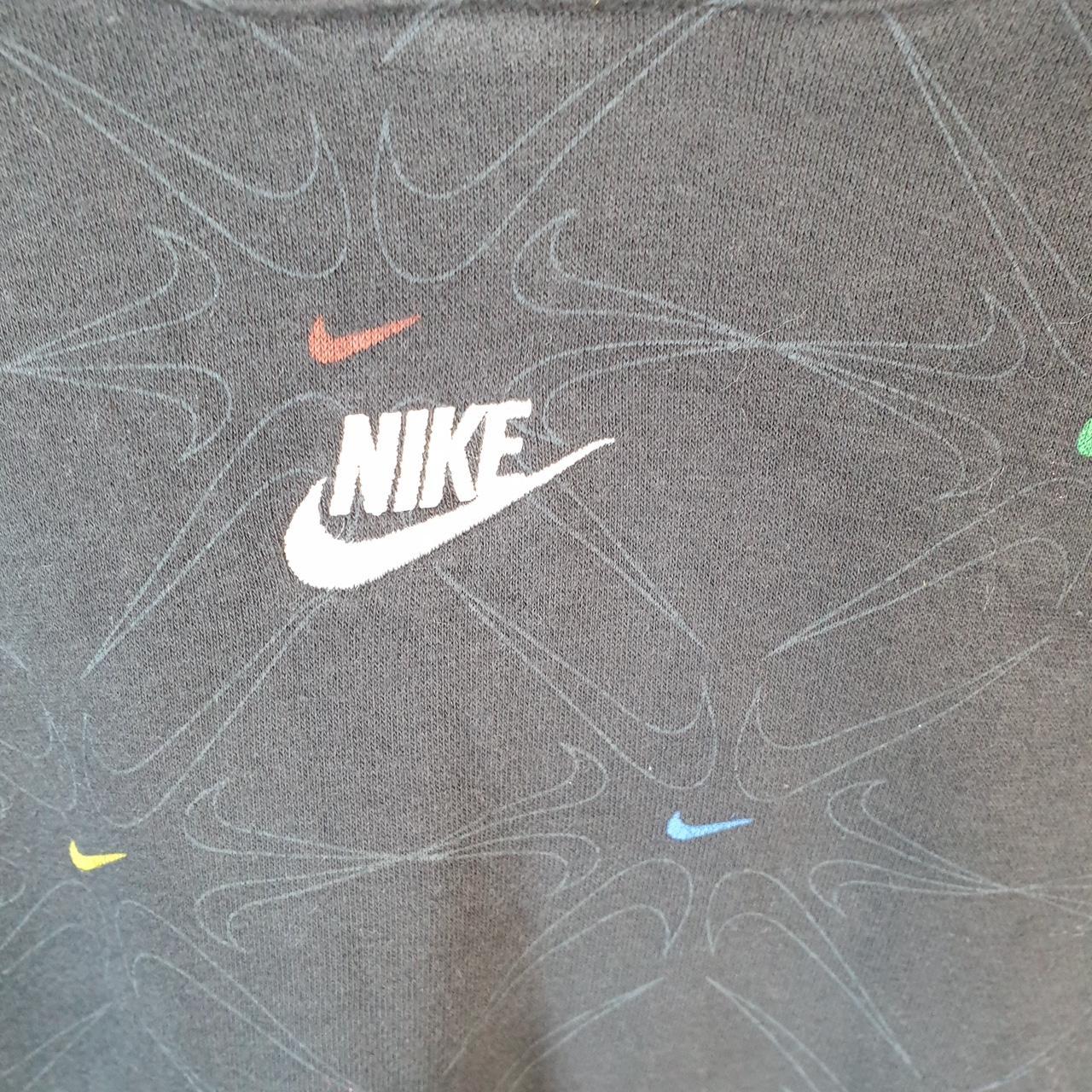 Vintage Nike Club All Over Print AOP Hoodie Men’s Large Black Embroidered Pullover