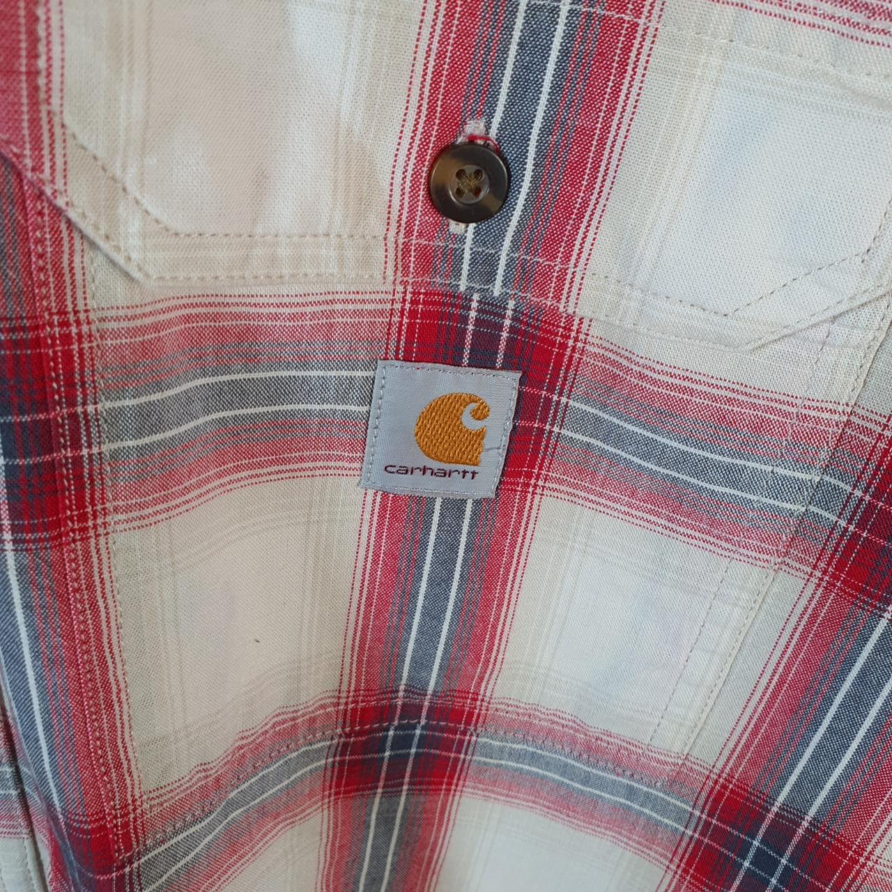 Vintage Carhartt Shirt Button Down Mens Large Red Checkered Short Sleeve Utility Loose