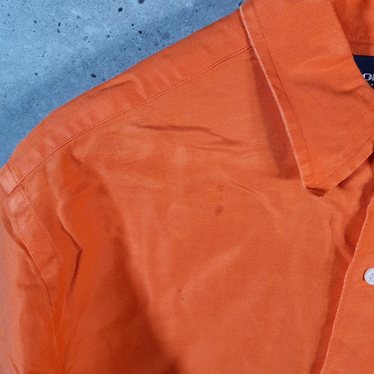 Vintage Ralph Lauren Button Down Shirt Men’s Large Orange Silk Short Sleeve Cotton