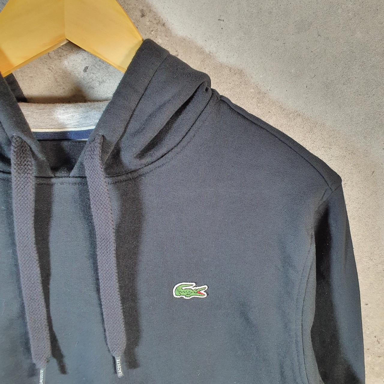 Vintage Lacoste Hoodie Men’s Medium Black Pullover Logo Y2K Jumper Logo Casual