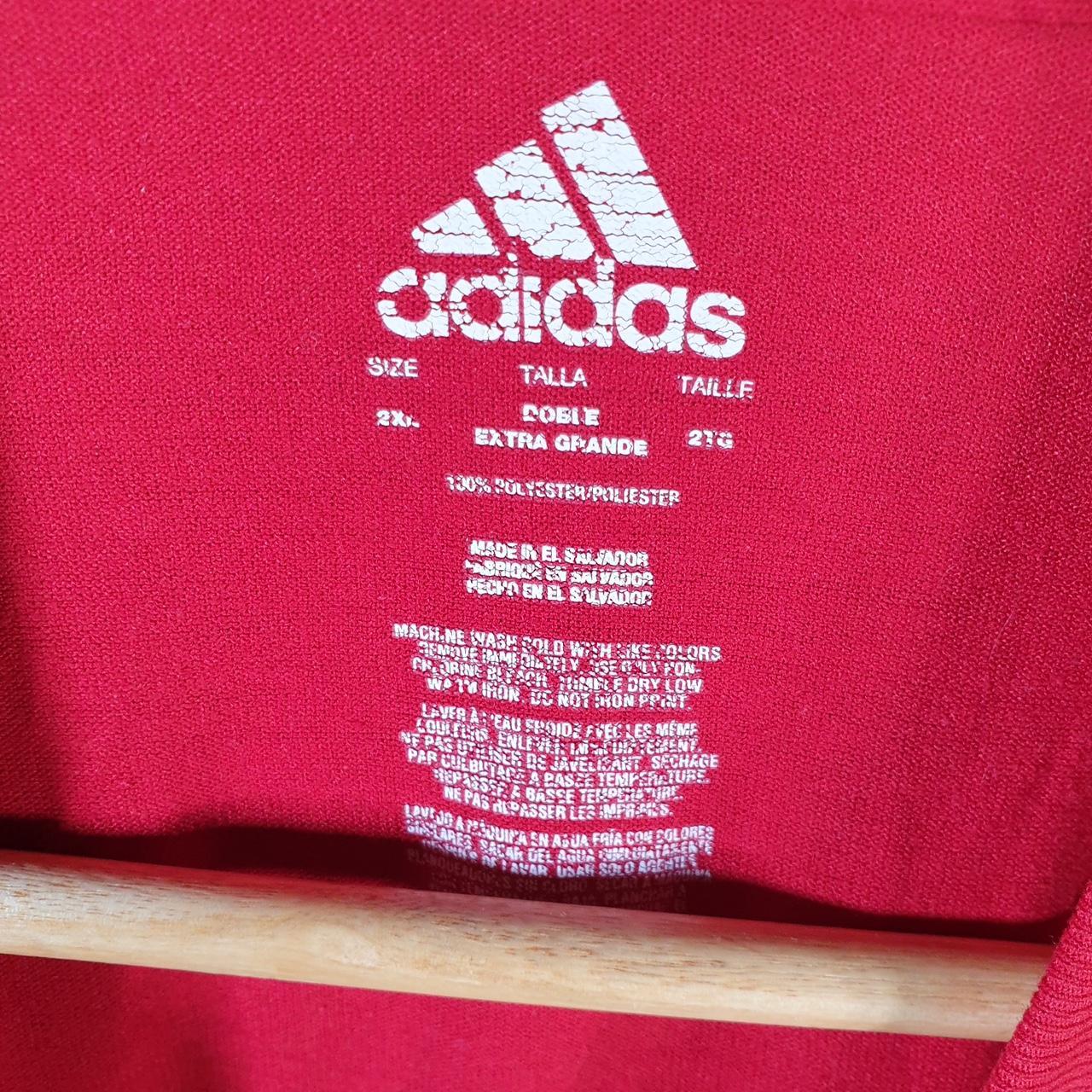 Vintage Adidas Spellout T Shirt Men’s 2XL Red Three Stripes Logo Athletic