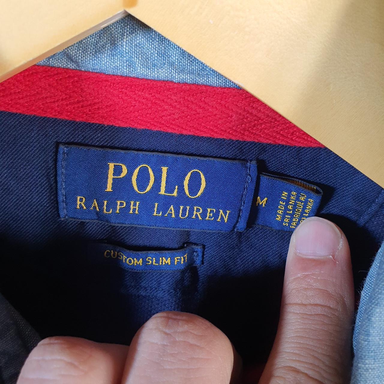 Vintage Ralph Lauren Polo USA Flags Shirt Men’s Medium Navy Blue Golf Cotton Pony