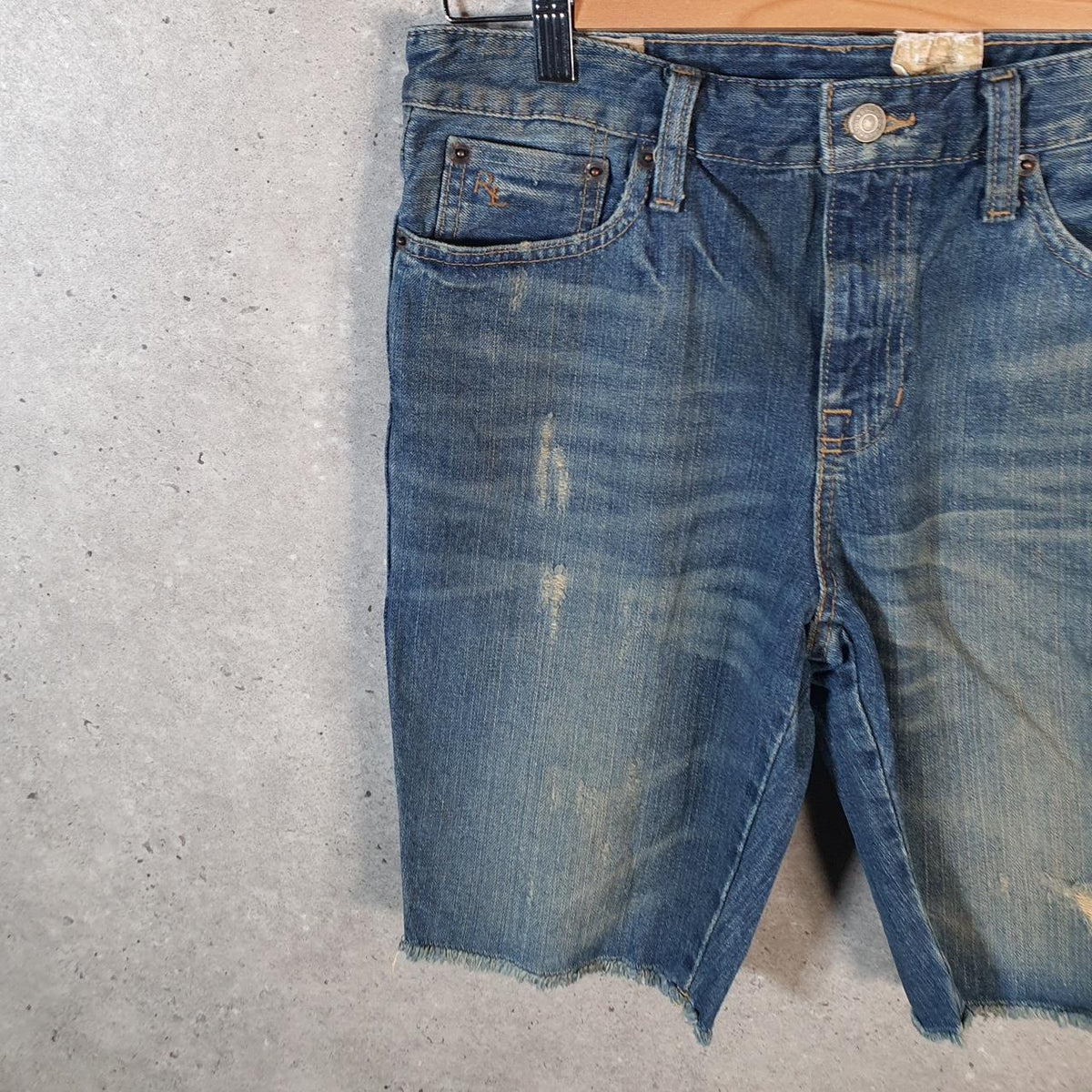 Vintage Ralph Lauren Polo Jean Shorts Jorts Cargo Womens W30 Denim Baggy Cotton Big Fish Vintage