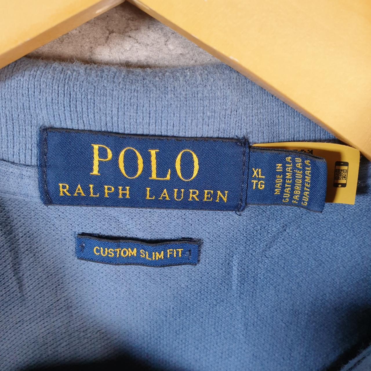 Vintage Ralph Lauren Polo Shirt Men’s XL Blue Custom Slim Fit Embroidered Pony