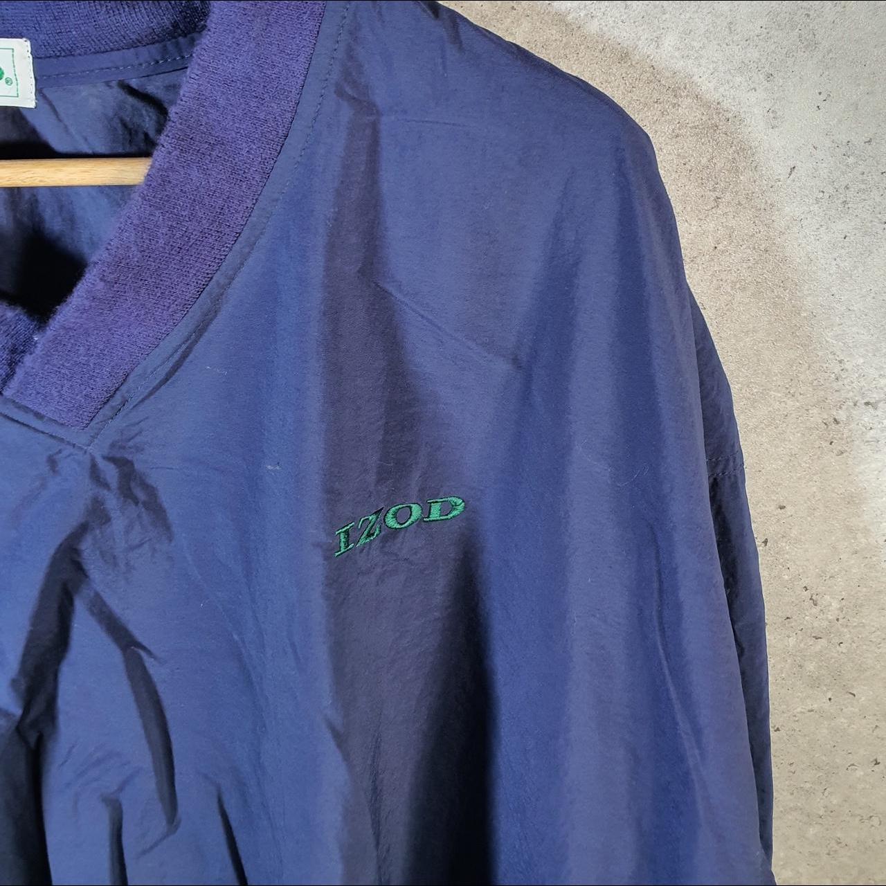 Vintage Izod Golf Shell Track Jumper Jacket Mens XL Navy Blue Three Stripes Pullover