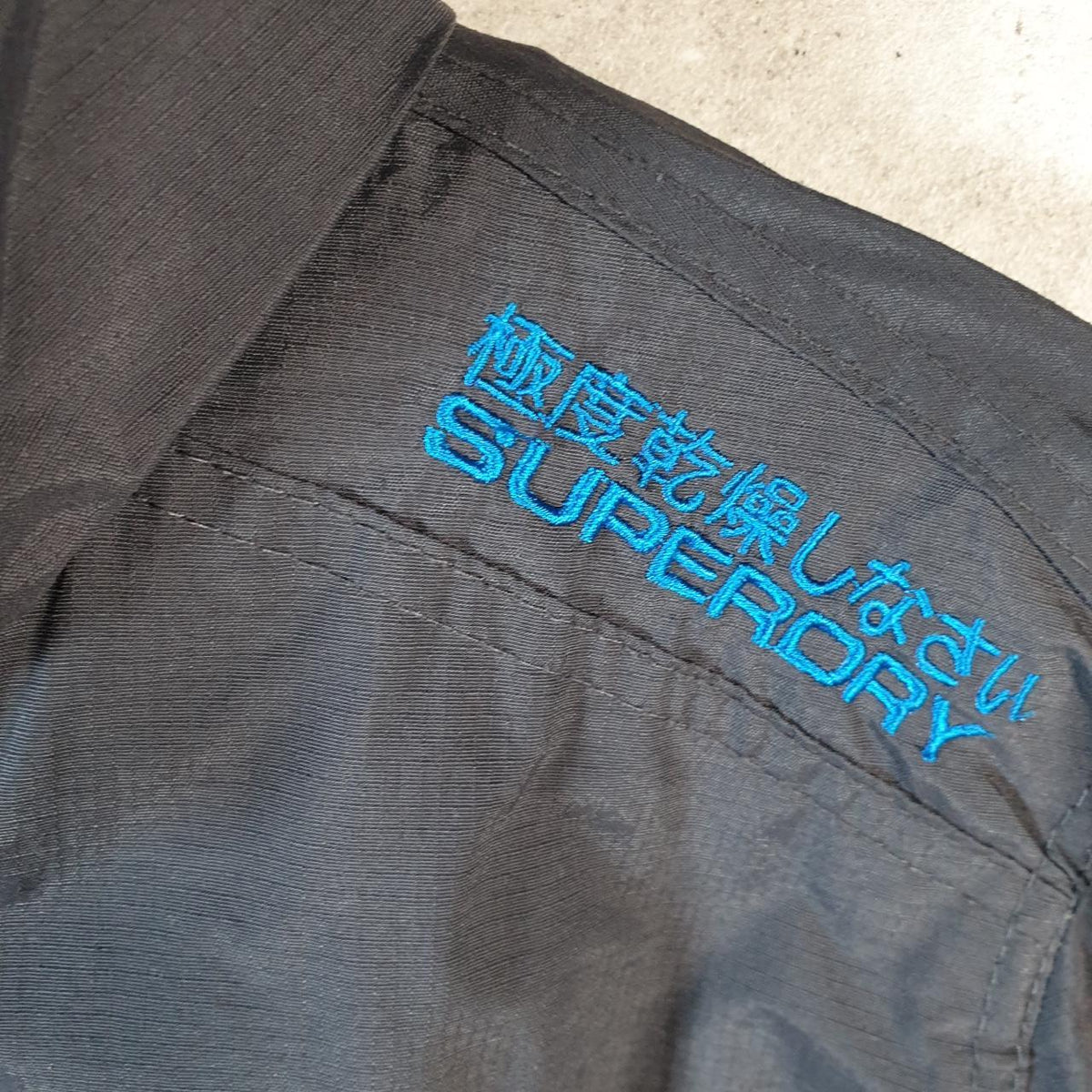 Superdry Windcheater Fleece Lined Jacket Womens XL Black Zips Pockets Utility