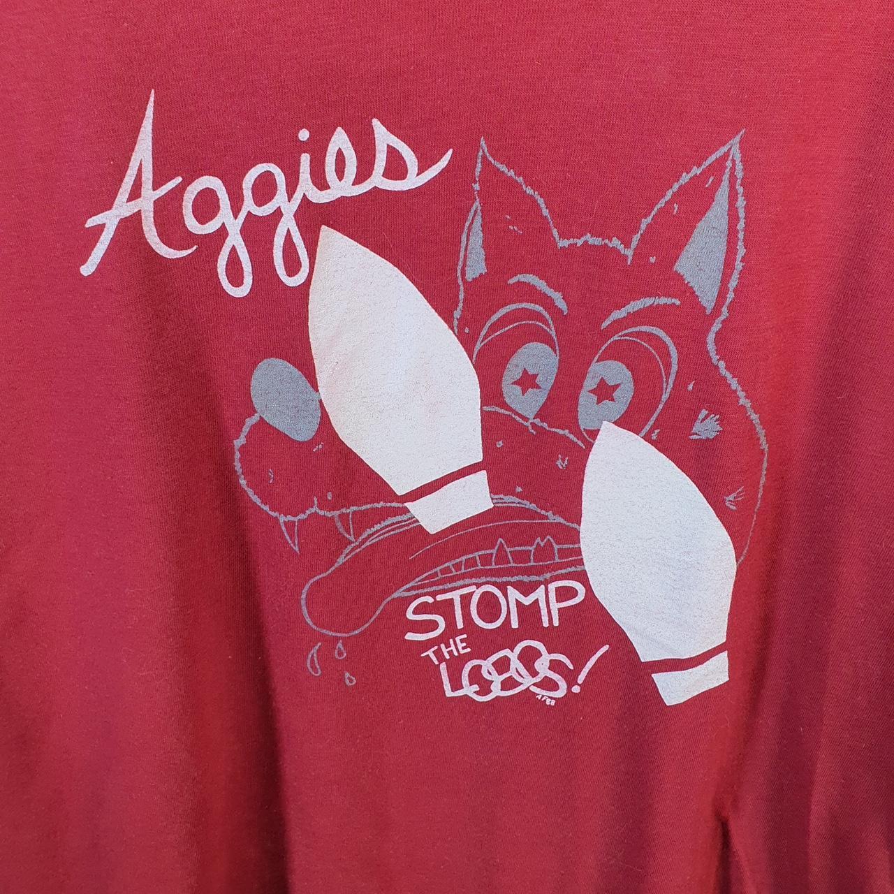 Vintage Hanes Aggies Stomp Lobos Graphic 90s USA Single Stitch T Shirt Men’s Large Red
