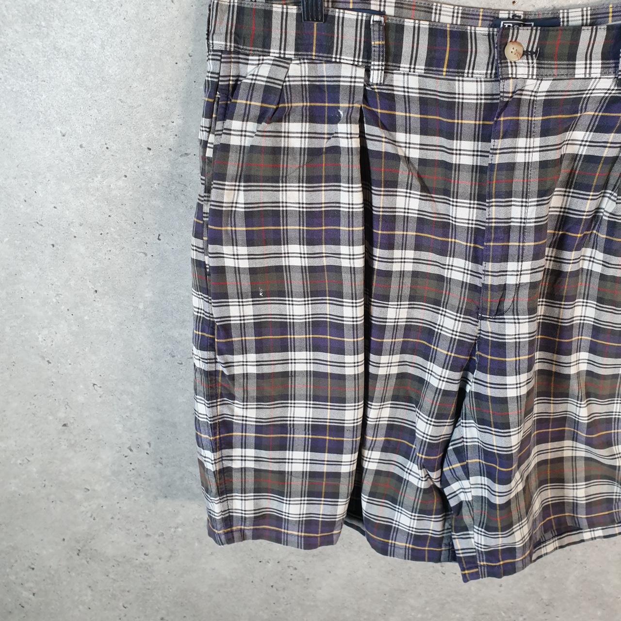Vintage Ralph Lauren Polo Chino Shorts Jorts USA Mens W36 Checkered Baggy Cotton