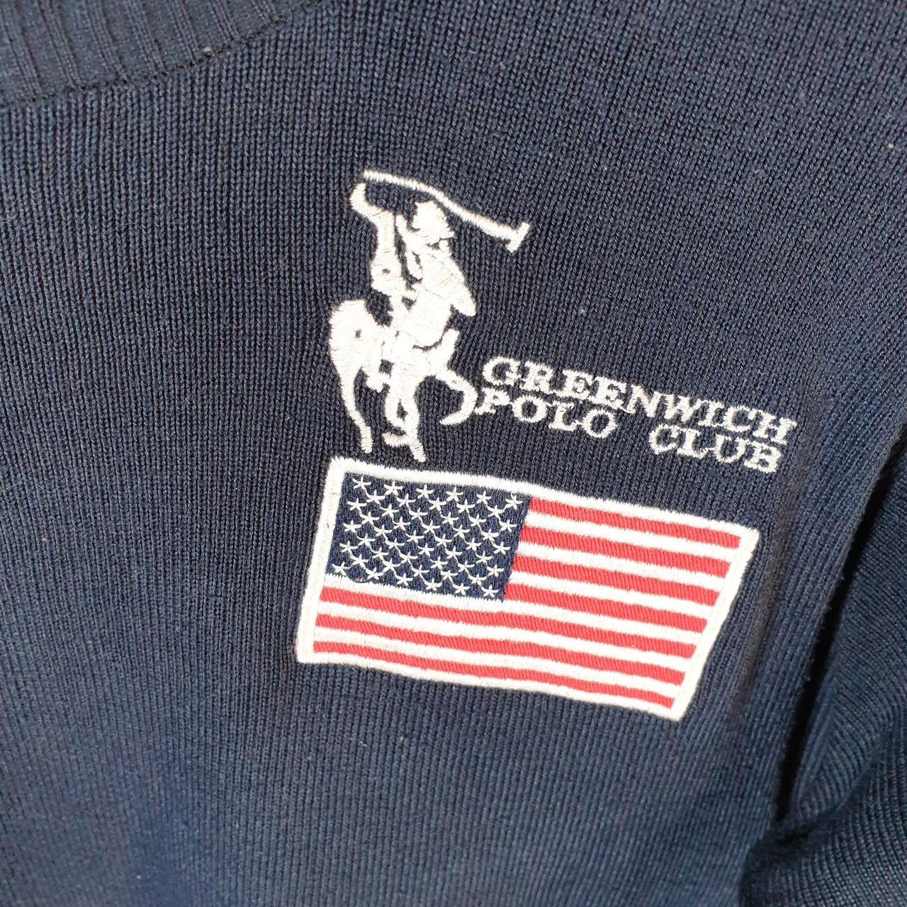 Vintage Greenwich Polo Club Knit Sweater Women’s M Navy Blue Y2K Pullover Casual
