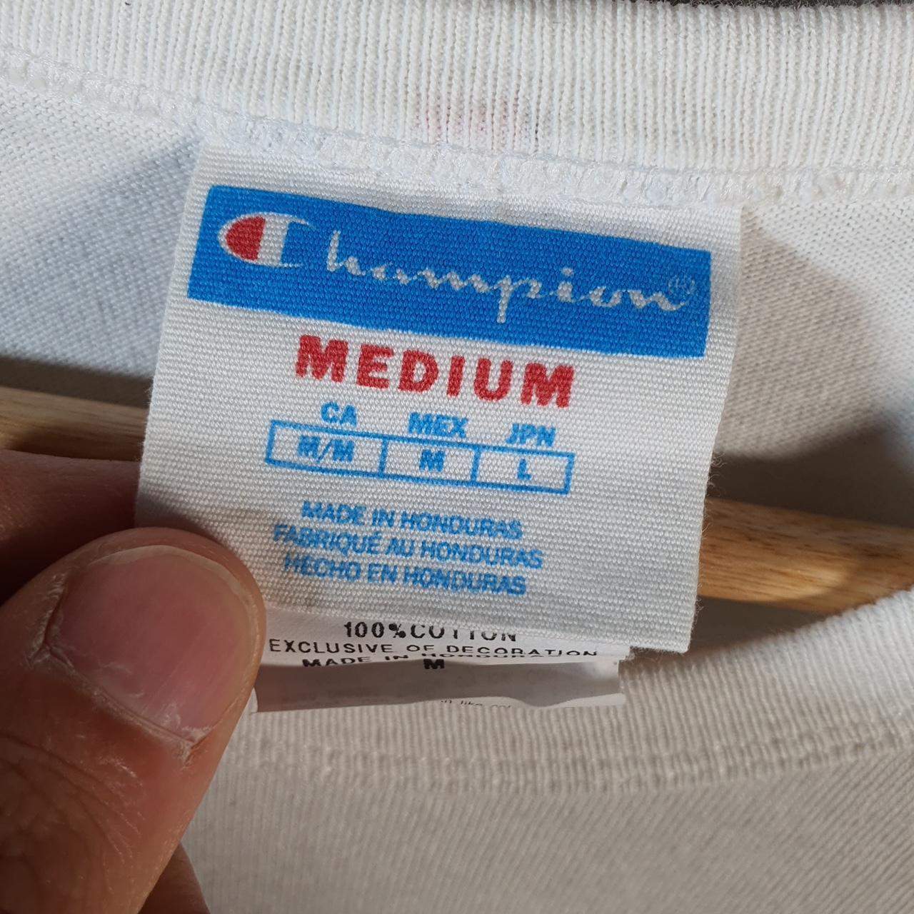 Vintage Champion Spellout T Shirt Men’s Medium White Casual USA Athletic