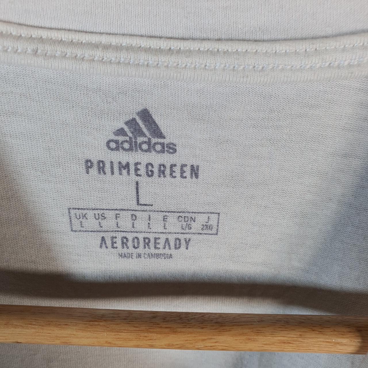 Vintage Adidas Primegreen Aero Spellout T Shirt Men’s Large White Three Stripes Logo Athletic C9793