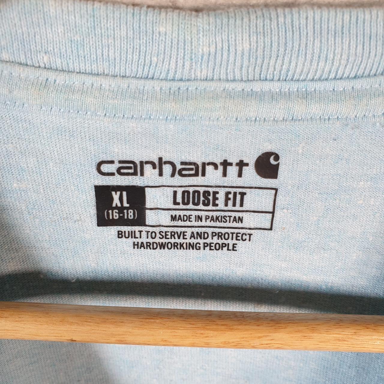 Vintage Carhartt Pocket T Shirt Womens XL Blue Workwear Chore Utility Loose Fit C9304