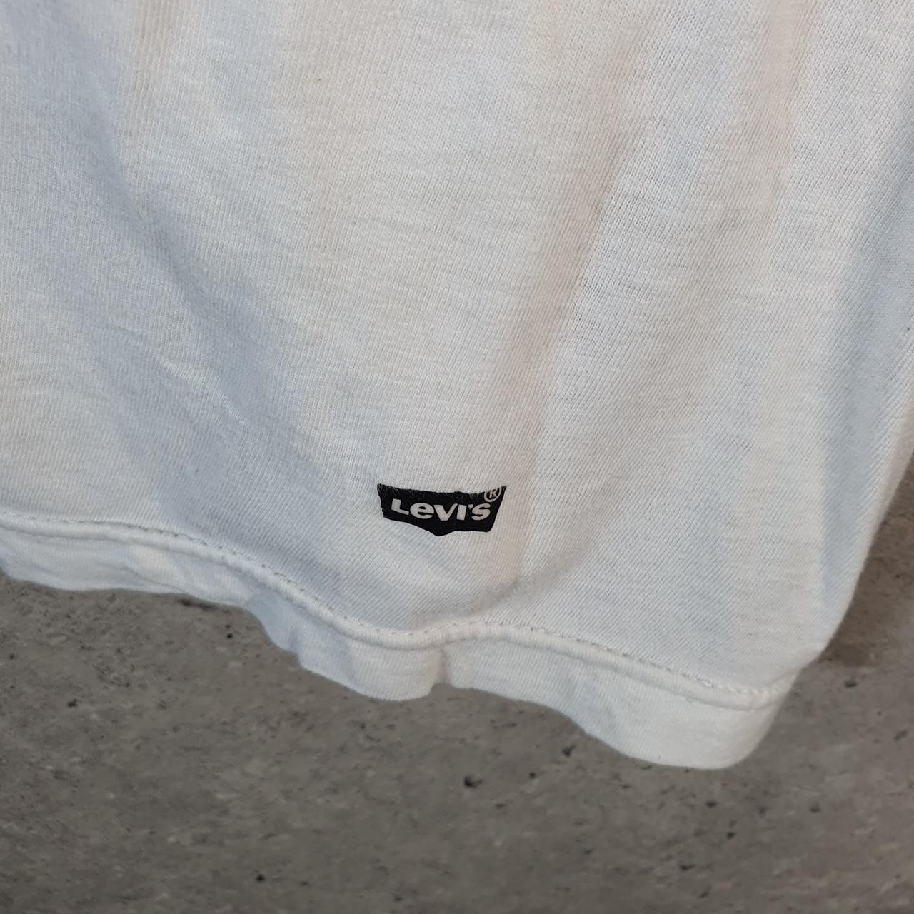 Vintage Levis Spellout T Shirt Shirt Men’s Medium White Logo Athletic Casual