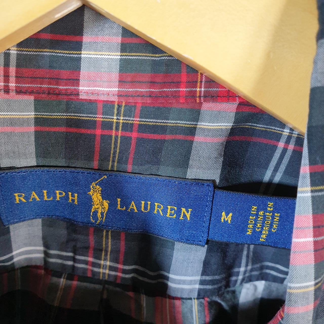 Vintage Ralph Lauren Button Down Shirt Men’s Medium Red Checkered Classic Fit Cotton Pony