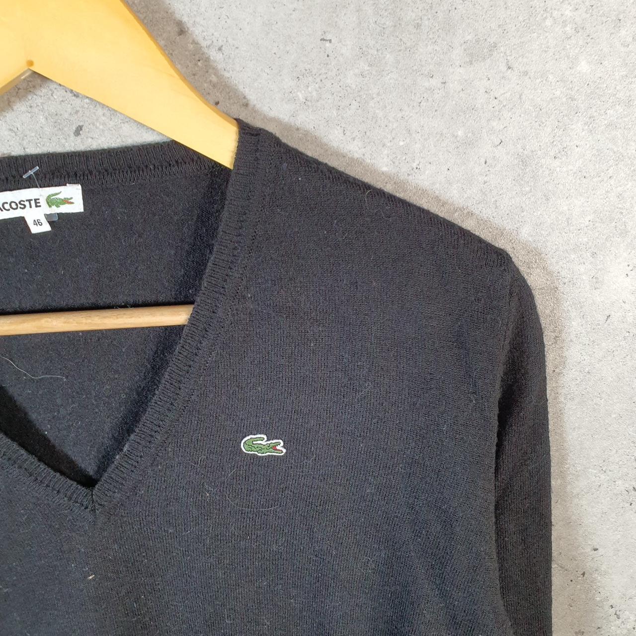 Vintage Lacoste Knit Sweater Mens XS Black Y2K Jumper Logo