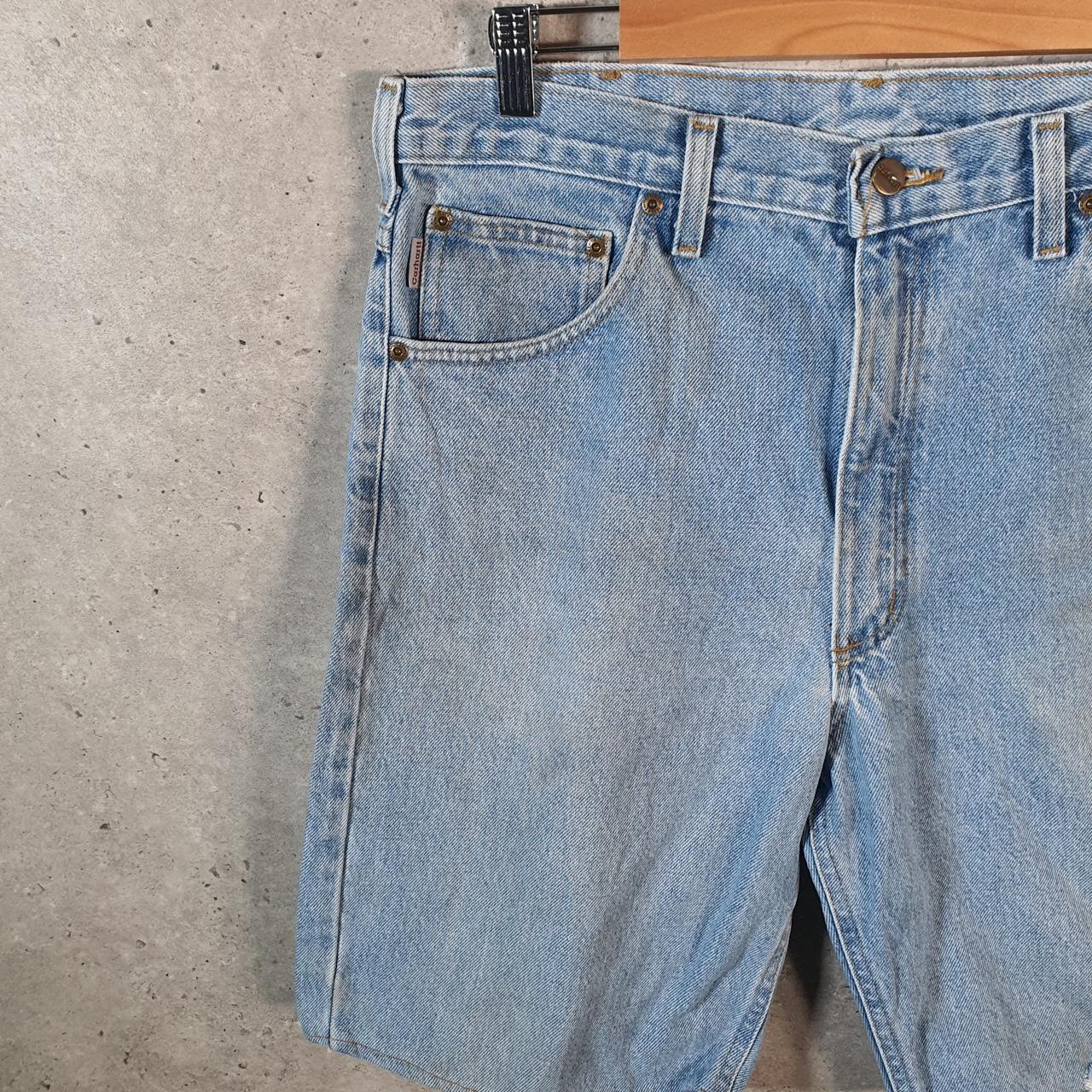 Vintage Carhartt Baggy Carpenter Shorts Jorts Cargo Men’s W36 Blue Relaxed Fit Workwear A4856