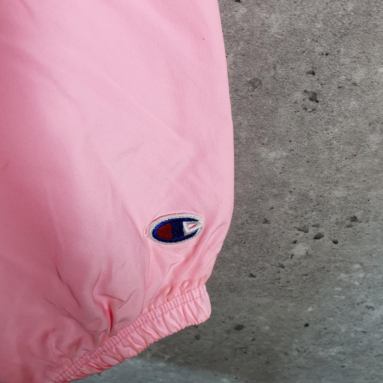 Vintage Champion Windbreaker Track Jacket Mens Large Pink Logo Full Zip Jazz