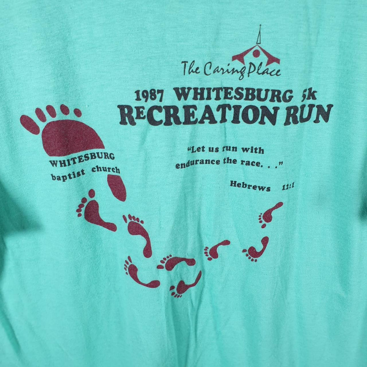 Vintage Hanes 50/50 1987 Whitesburg 5K Run USA Single Stitch T Shirt Men’s Large Blue Big Fish Vintage