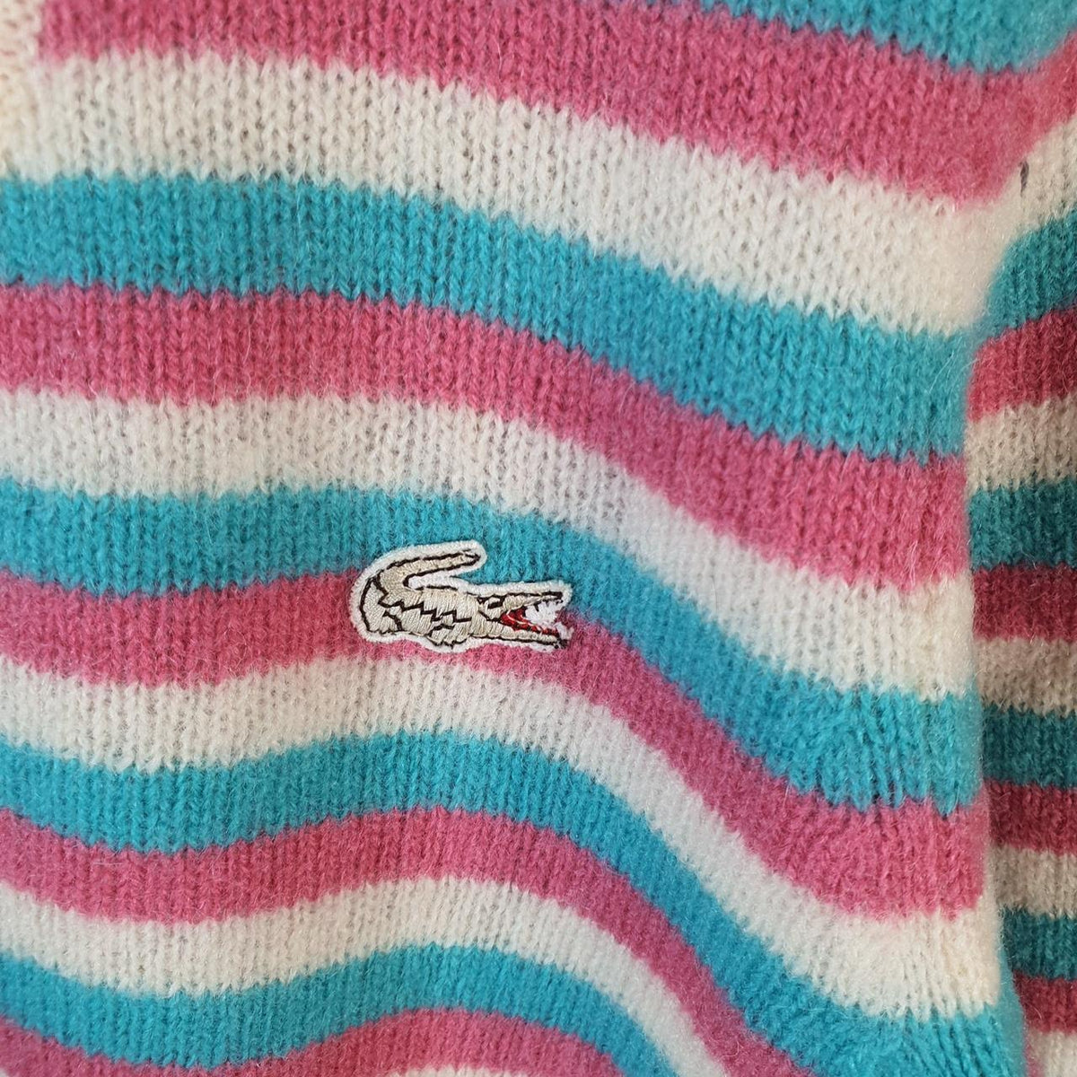 Vintage Izod Lacoste Knit Sweater Womens Small Striped Logo Y2K Jumper Logo