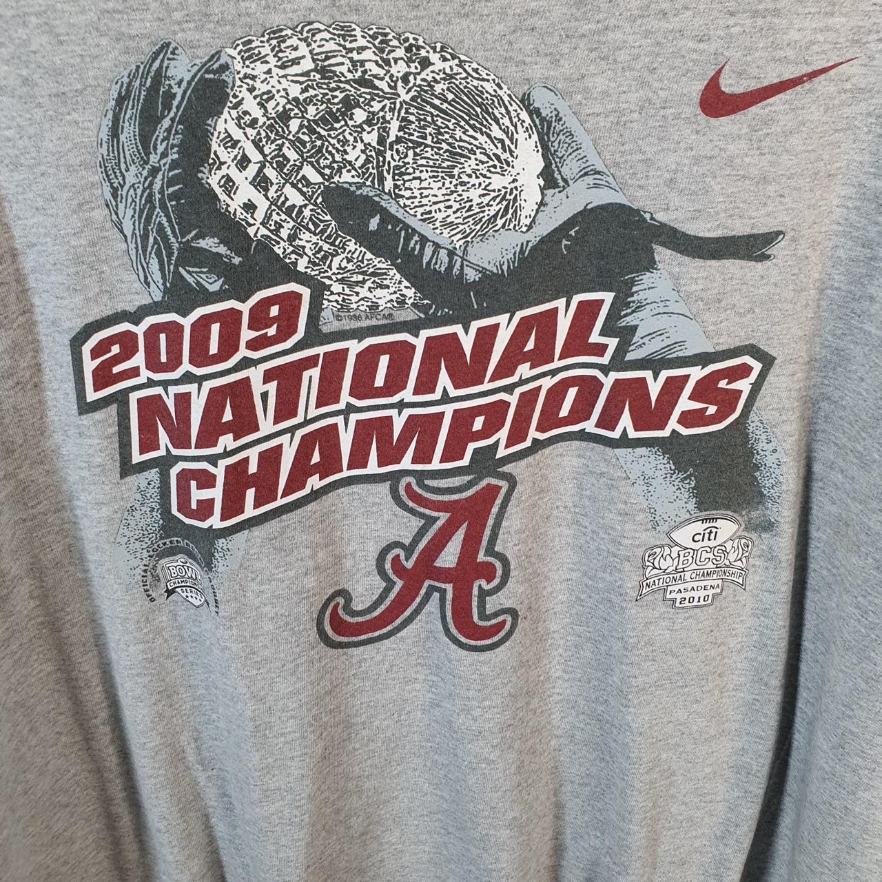 Vintage Nike Team 2009 Alabama Crimson Tide T Shirt Men’s 2XL Grey Swoosh Athletic