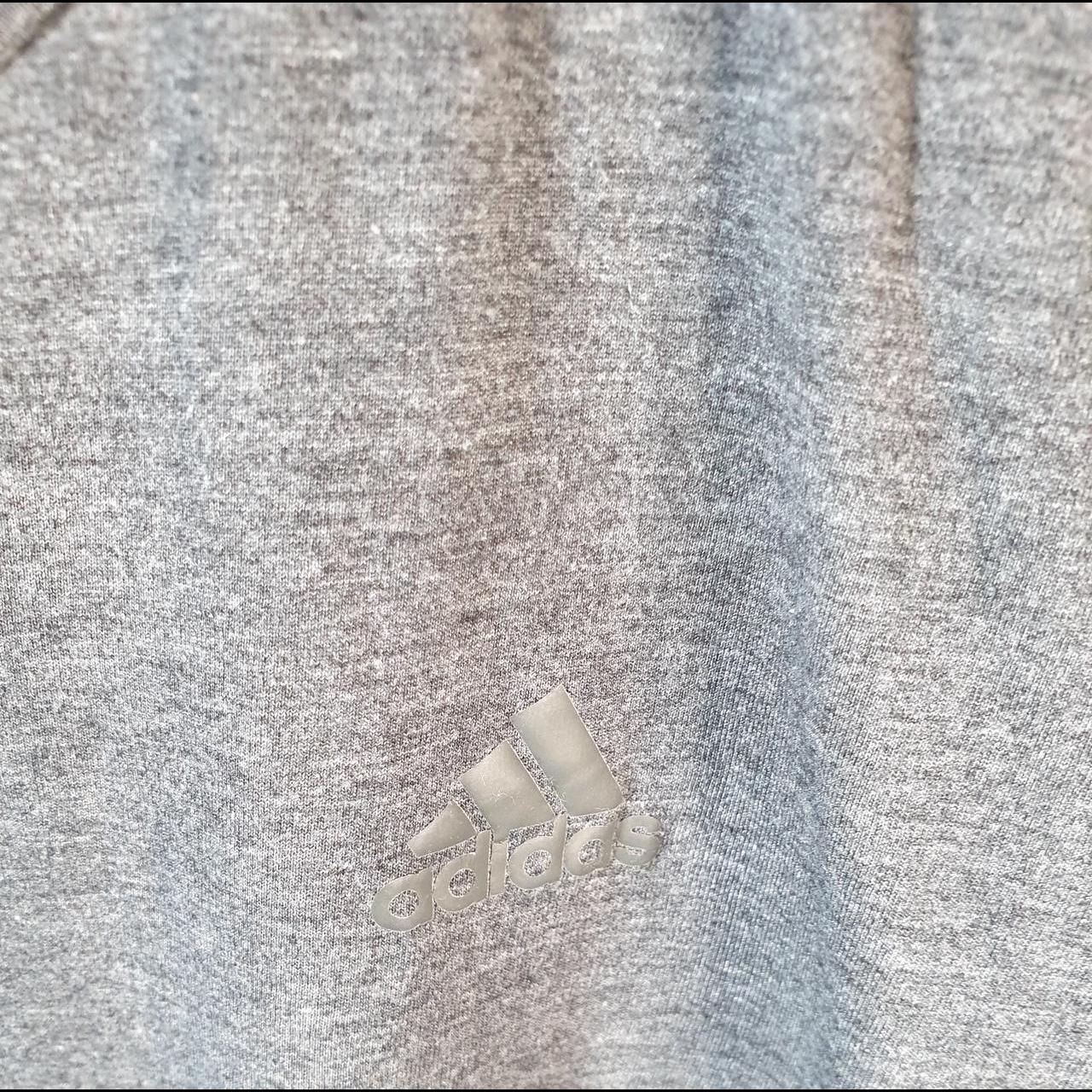 Vintage Adidas ClimaLite Spellout T Shirt Men’s Medium Grey Three Stripes Logo Athletic