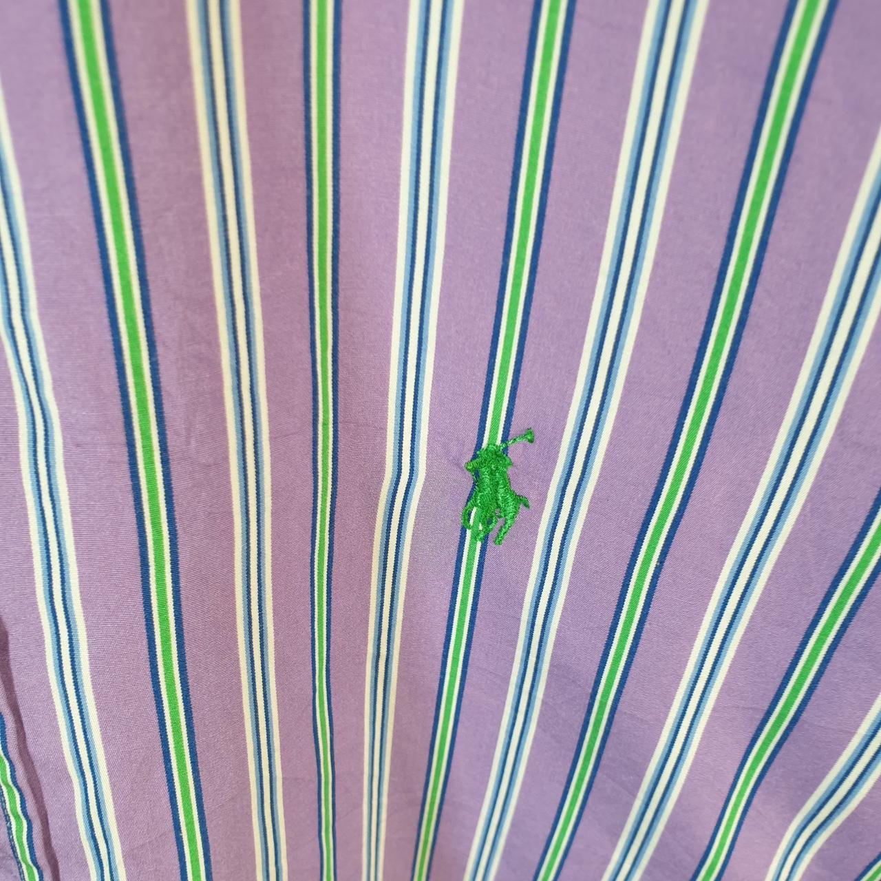 Vintage Ralph Lauren Button Down Shirt Men’s Large Purple Striped Cotton Pony