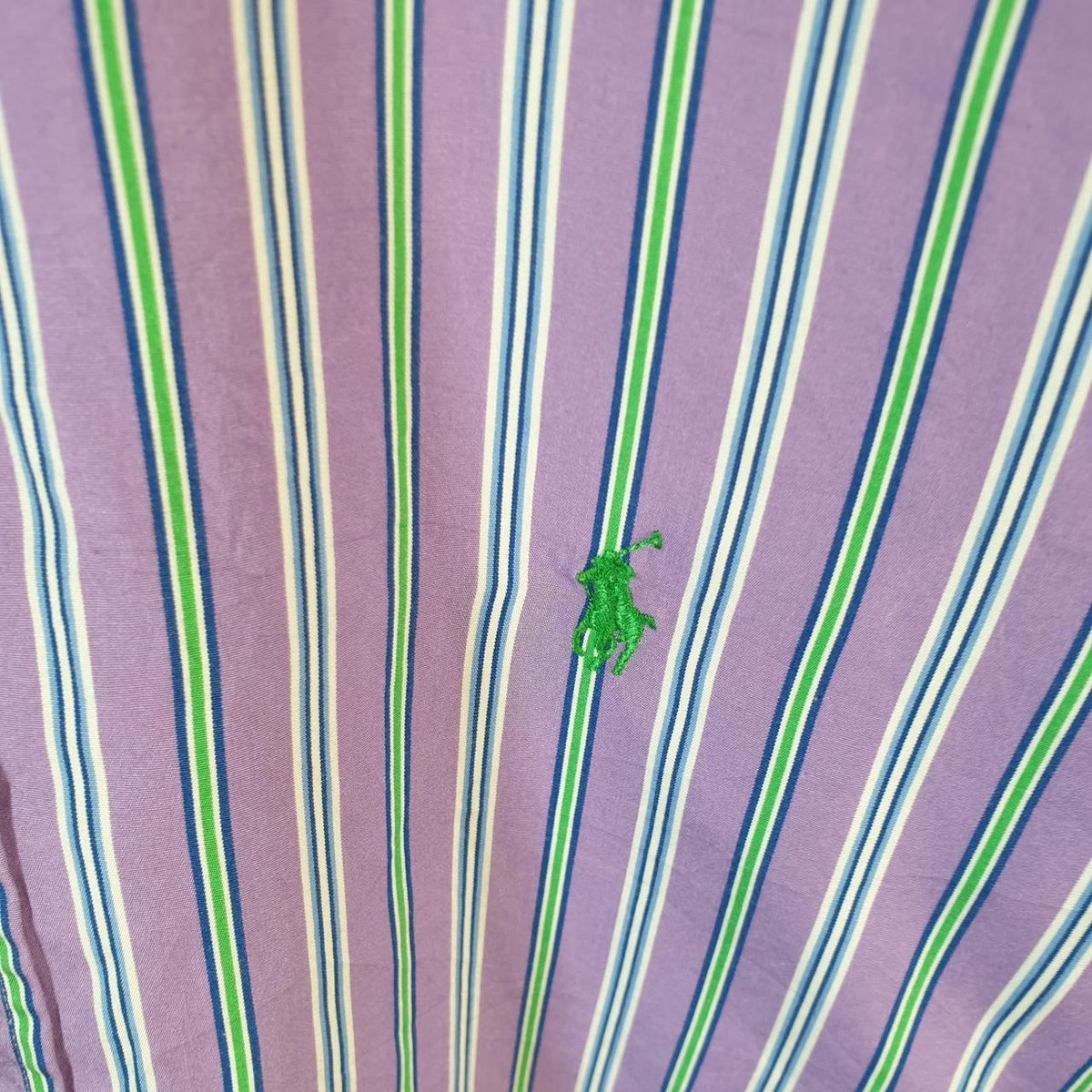 Vintage Ralph Lauren Button Down Shirt Men’s Large Purple Striped Cotton Pony