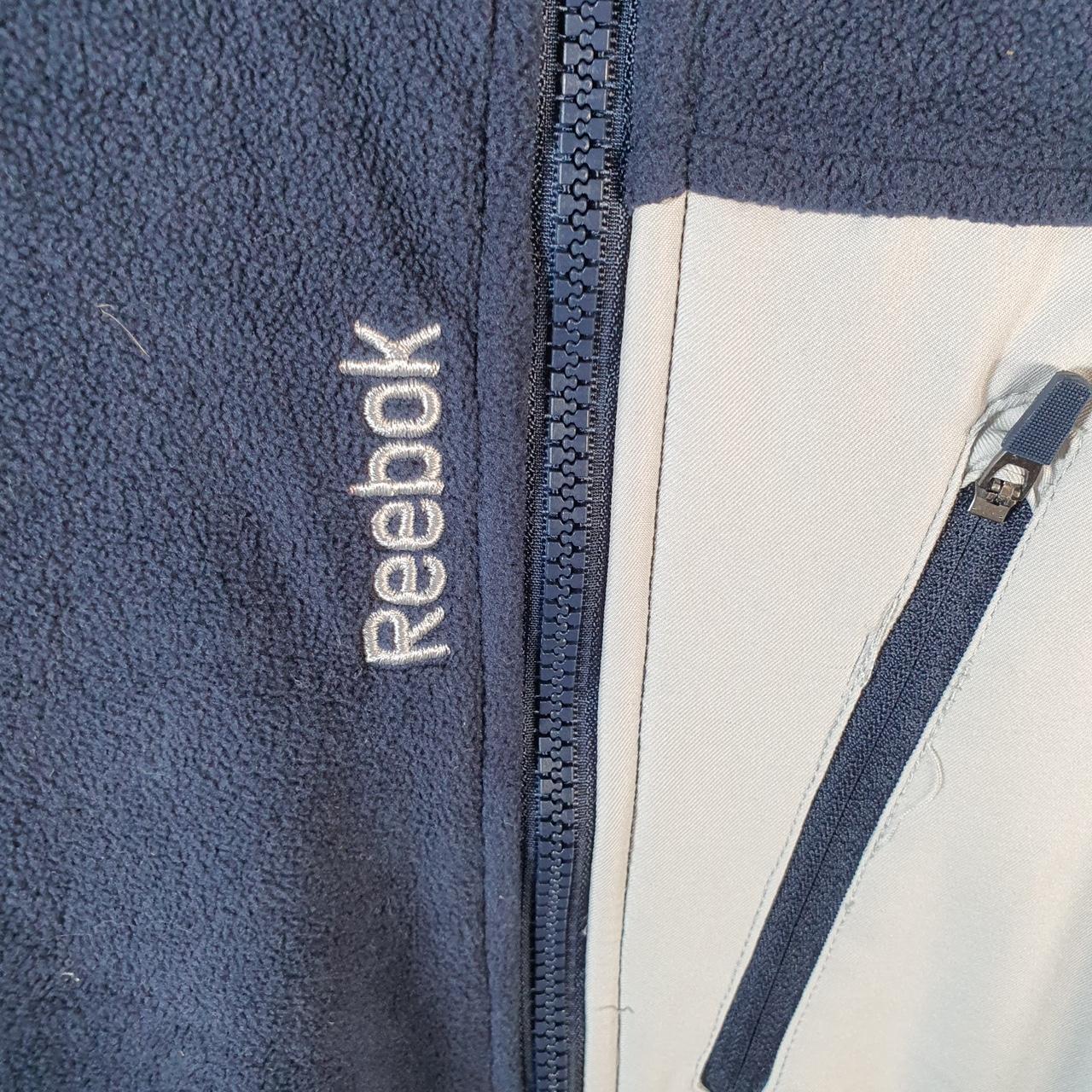 Reebok Full Zip Fleece Sweatshirt Mens XL Navy Blue Embroidered Logo