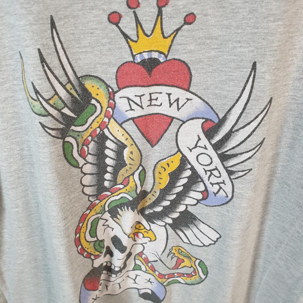 Vintage Ed Hardy T Shirt Men’s Medium Long Grey Christian Audigier Love Heart Graphic Skull Y2K