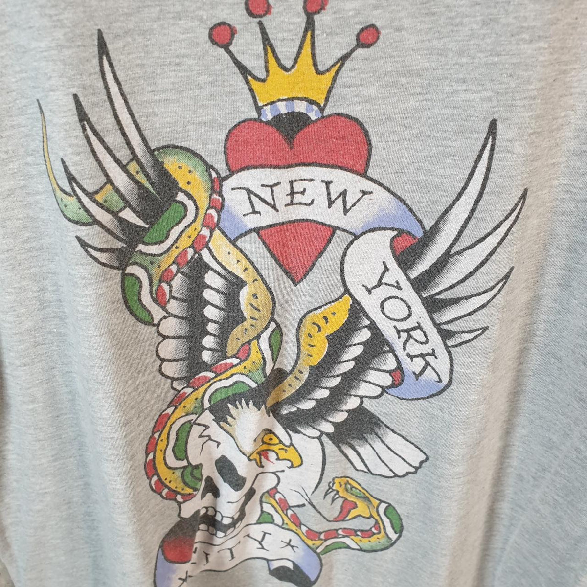 Vintage Ed Hardy T Shirt Men’s Medium Long Grey Christian Audigier Love Heart Graphic Skull Y2K