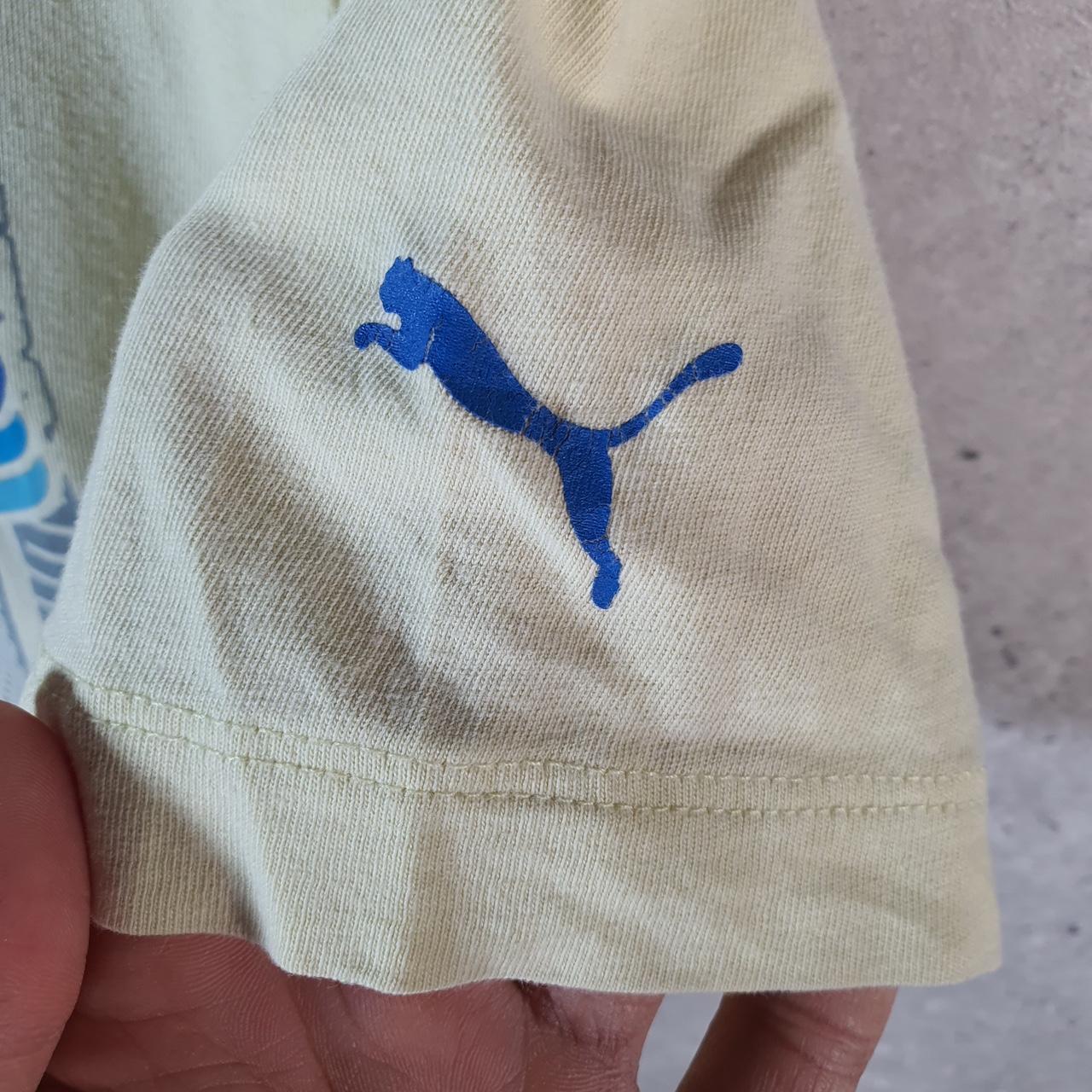 Vintage Puma Spellout T Shirt Men’s Small Yellow sports Logo Athletic