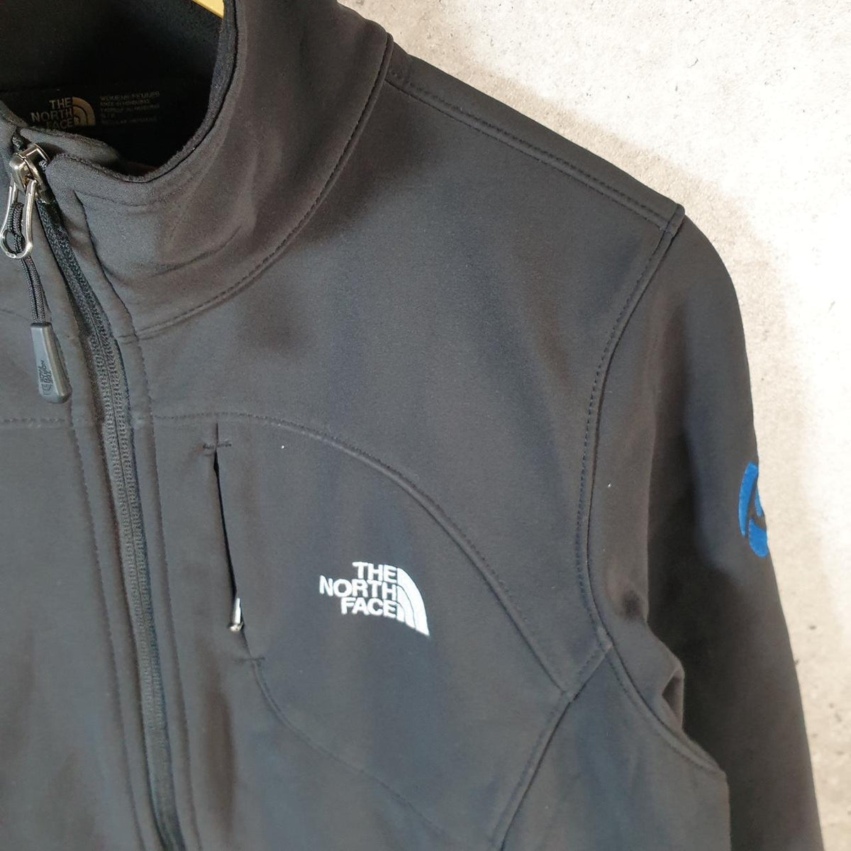 Vintage The North Face TNF Shell Jacket Womens Small Black Logo Full Zip Winter