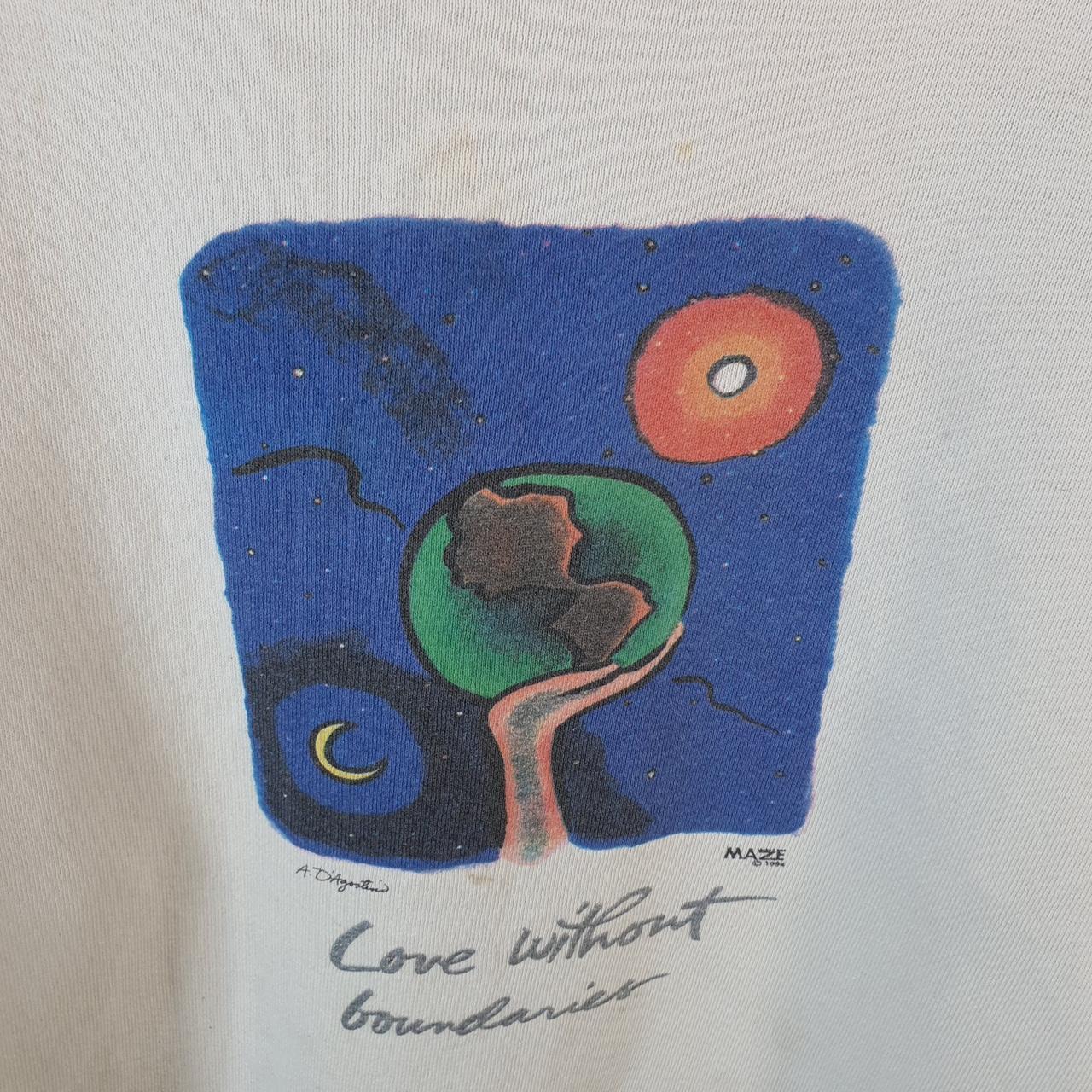Vintage Maze 1994 Love Without Boundaries Sweatshirt Mens Small White Pullover USA