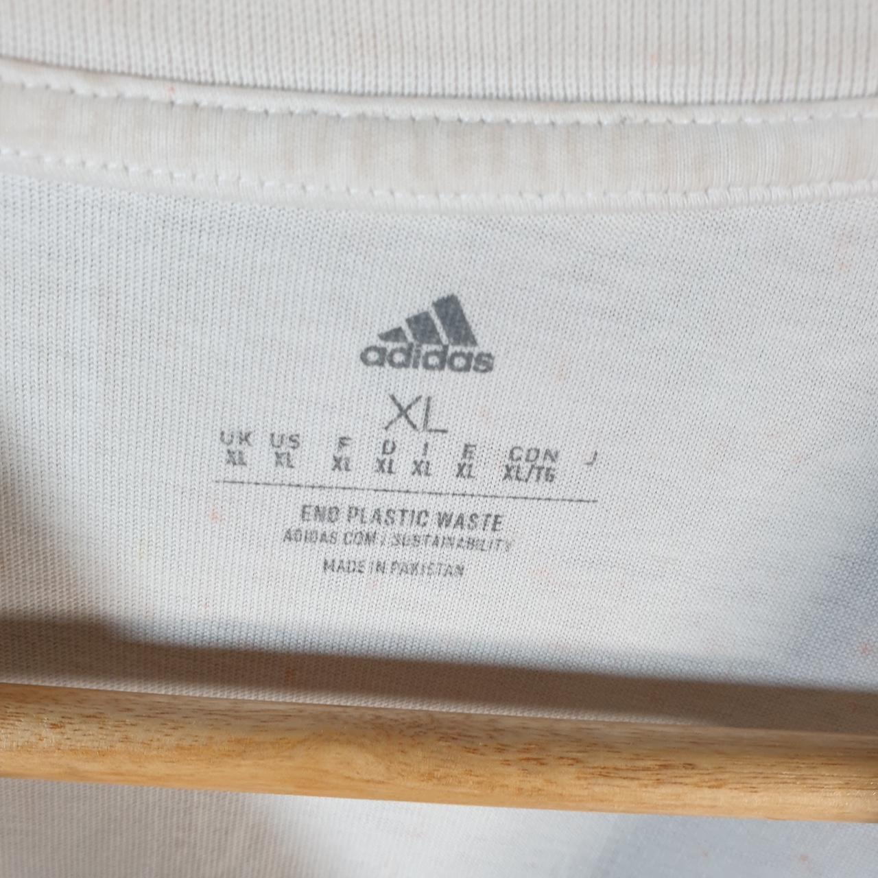 Vintage Adidas End Plastic White T Shirt Mens XL White Three Stripes Logo Athletic