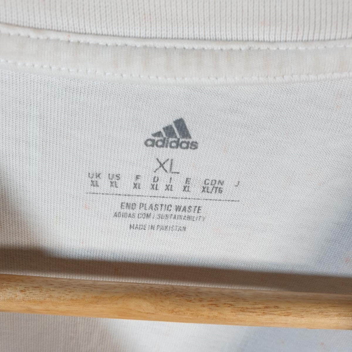Vintage Adidas End Plastic White T Shirt Mens XL White Three Stripes Logo Athletic